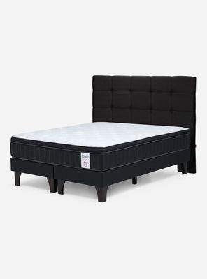 Cama Europea 2 Plazas New Style 6 Plus + Respaldo Issey Grafito