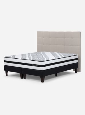 Cama Europea King Driven + Respaldo Issey Niebla
