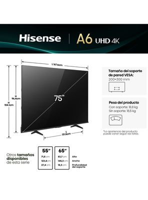 Imagen 2 del producto LED Smart TV 75'' 4K UHD 75A6NV