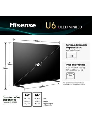 Imagen 2 del producto Mini LED Smart TV 55"" 4K UHD 55U6QV