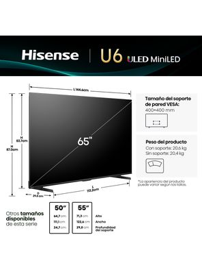 Imagen 2 del producto Mini LED Smart TV 65'' 4K UHD 65U6QV