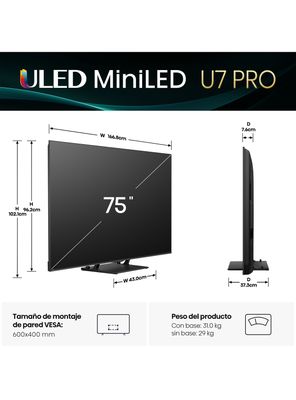 Imagen 2 del producto Mini LED Smart TV 75' 4K UHD 75U7QGPRO