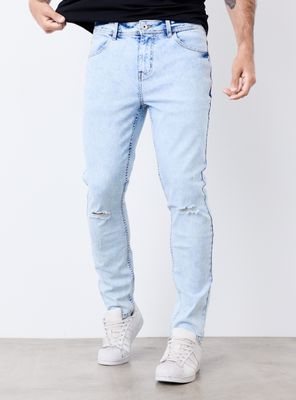 Jeans Skinny Gravillado con Roturas