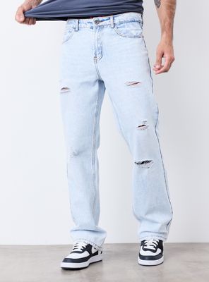 Jeans Relaxed Claro con Roturas