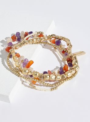 Pulsera 3 Corridas Mostacillas y Piedras