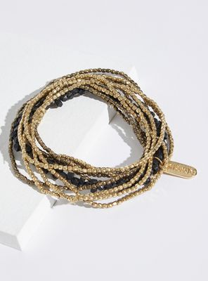 Pulsera Mix Piedras y Mostacilla Metálica