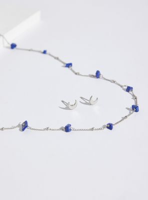 Imagen 2 del producto Set Collar y Aros Luna Plata