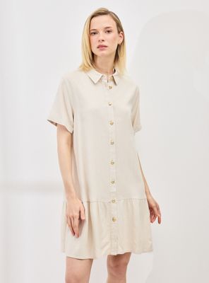 Vestido Camisero con Capas