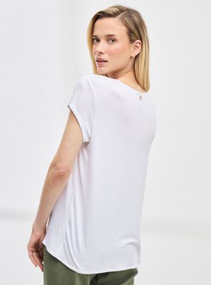 Imagen 2 del producto Polera Mezcla de Telas con Detalle de Botones en Hombro