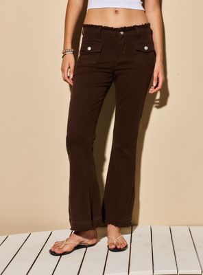 Jeans Flare Low Rise Pretina Desflecada