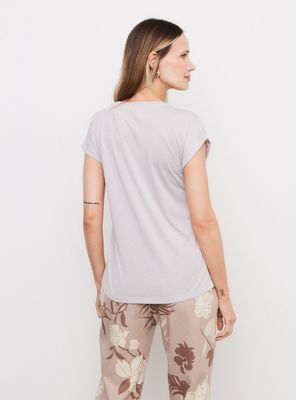 Imagen 2 del producto Polera Manga Hombro Caído y Estampado Metálico