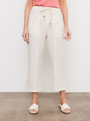 Pantalón Crop Fluido con Cintura Elasticada