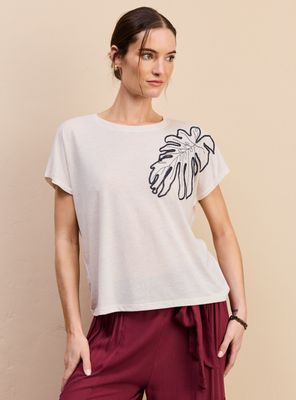 Polera de Tela Jaspeada con Bordado