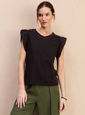 Polera con Proceso de Lavado Tachas