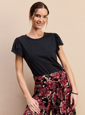 Polera Tela Texturizada Manga Tulipán