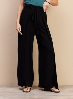 Pantalón Elasticado en Cintura Abertura en Pierna