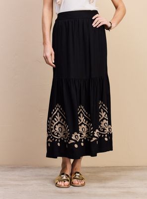 Falda con Lino Bordada
