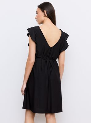 Imagen 2 del producto Vestido Escote V con Volantes Cordón en Cintura