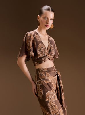 Blusa Cruzada con Nudo Colección Ange Eyzaguirre