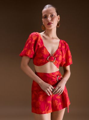 Blusa Manga Abullonada con Hebilla Colección Ange Eyzaguirre