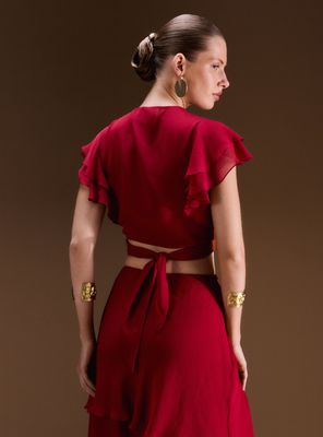 Imagen 2 del producto Blusa Crop con Vuelos Nudo Colección Ange Eyzaguirre