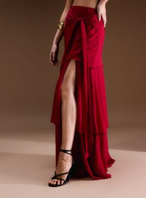 Falda Larga con Capas Volantes Colección Ange Eyzaguirre