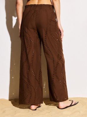 Imagen 2 del producto Pantalón Wide Leg Cintura Elástica y Detalles de Broderie