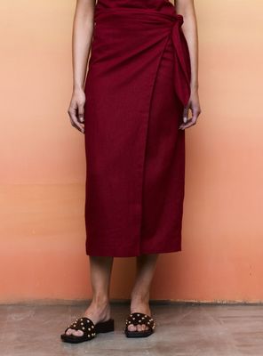 Falda Midi Anudada Efecto Pareo