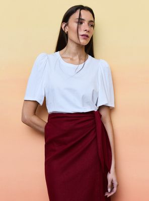 Polera Escote Redondo con Manga Corta con Recogido