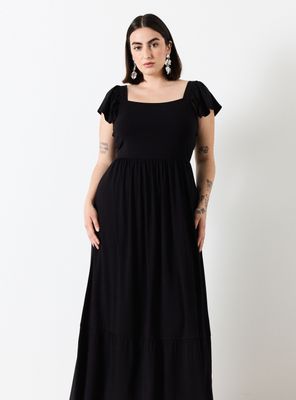 Vestido Largo Corte Imperio y Vuelos en Pabilos