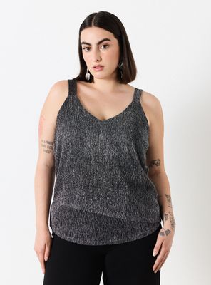 Polera Metalizada Pabilos Anchos y Capas