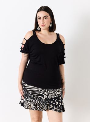 Polera Hombros Descubiertos con Pablios Delgados y Strass