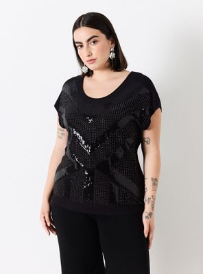 Polera Lentejuelas y Espalda Descubierta