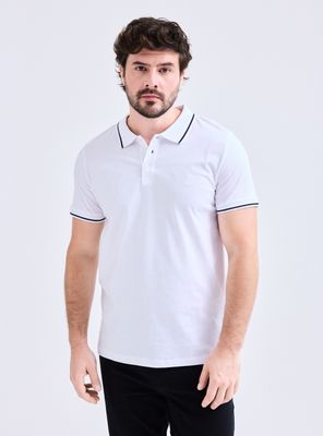 Polera Piqué Logo Detalle en Rib