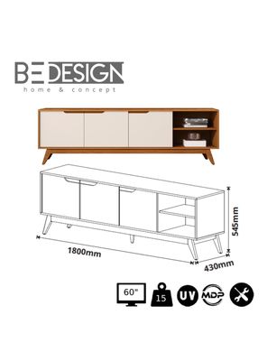 Imagen 2 del producto Rack TV 60"" Tucuman 3 Puertas Caramelo Perla