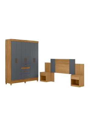 Clóset 6 Puertas 3 Cajones Itatiba + Respaldo