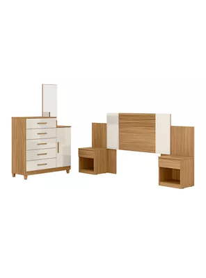 Cómoda Lisboa 5 Cajones 1 Puerta + Respaldo