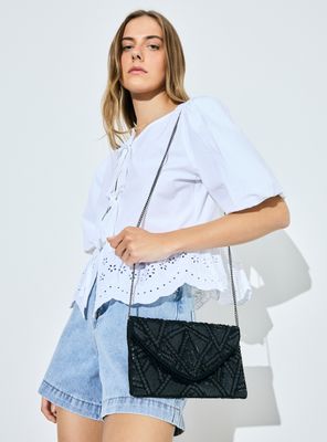 Cartera Diseño Mostacillas Negro