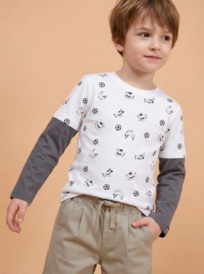 Imagen 1 del producto Polera Bicolor con Doble Manga Full Estampada