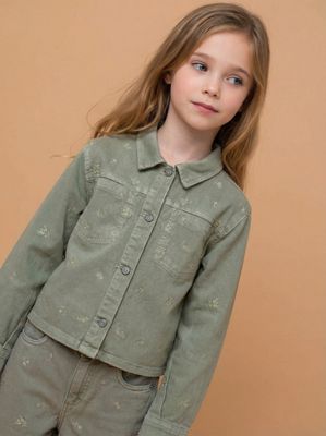 Chaqueta Denim Bordado Mini Flores