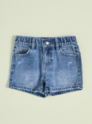 Short Denim Bolsillo Bordado Flor