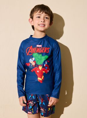 Traje de Baño Polera UV Estampado Avengers