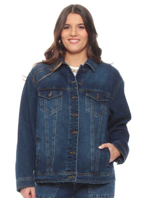 Chaqueta Denim Manga Larga con Cuello Camisero