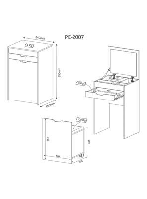 Imagen 2 del producto Tocador Multiuso con Espejo + Pouf