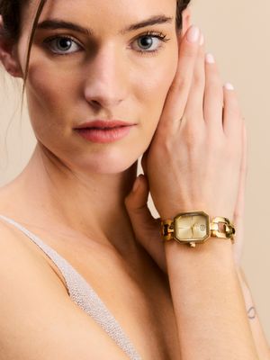 Reloj Análogo Cuadrado Gold Mujer