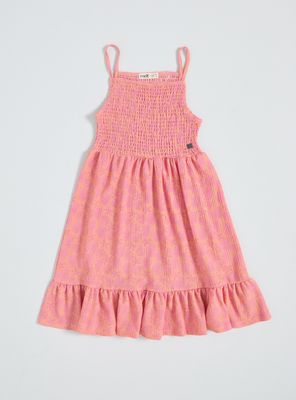 Vestido Nido Abeja con Tiritas y Vuelos