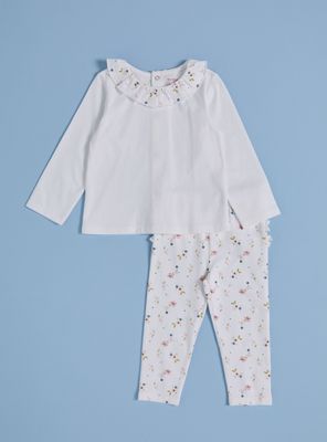 Conjunto con Cuello Bobo y Estampado Flores