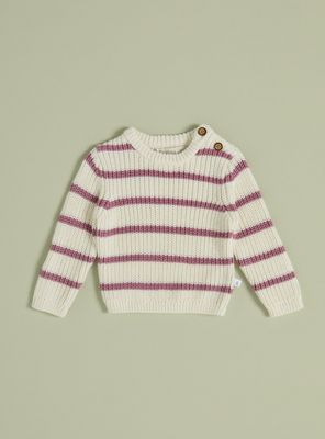 Sweater Rayado con Botón en Hombro