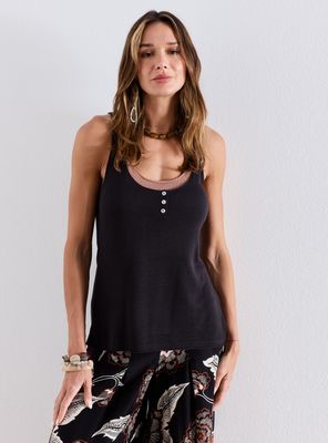 Polera Bitono Detalle de Abotonadura Delantera