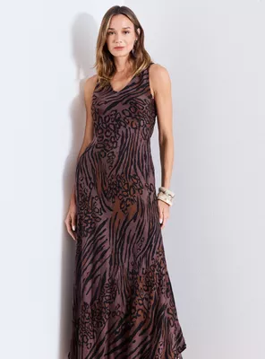 Vestido al Sesgo Estampado Animal Print